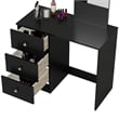 Boahaus Alexandra Black Vanity Desk with 3 Drawers Crystal Knobs
