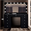 Boahaus Orla Black Vanity Desk with Lights 11 Drawers and Basic Knobs