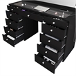 Boahaus Orla Black Vanity Desk with Lights 11 Drawers and Basic Knobs