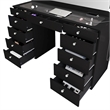 Boahaus Orla Black Vanity Desk with 11 Drawers and Crystal Ball Knobs
