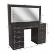 Boahaus Orla Black Vanity Desk with 11 Drawers and Crystal Knobs