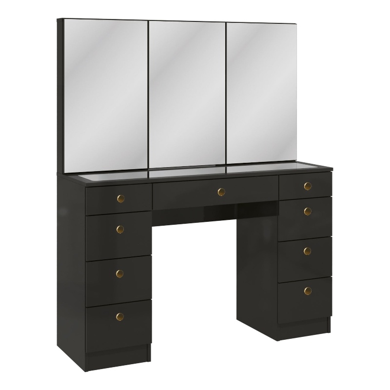 Boahaus Lily Black Vanity Desk (Gold Knobs)