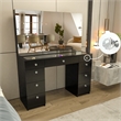 Boahaus Lily Black Vanity Desk (Crystal Ball Knobs)