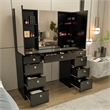 Boahaus Lily Black Vanity Desk (Crystal Ball Knobs)