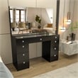 Boahaus Lily Black Vanity Desk (Crystal Knobs)