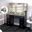 Boahaus Venus PRO Black Vanity Desk (Crystal Knobs)