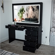 Boahaus Theia Modern Black Vanity Desk 7 Drawers Basic Knobs