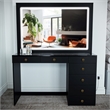 Boahaus Theia Modern Black Vanity Desk 7 Drawers Golden Knobs