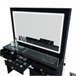 Boahaus Theia Modern Black Vanity Desk 7 Drawers Golden Knobs
