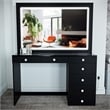 Boahaus Theia Modern Black Vanity Desk 7 Drawers Crystal Ball Knobs