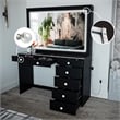 Boahaus Theia Modern Black Vanity Desk 7 Drawers Crystal Ball Knobs