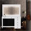 Boahaus Theia Modern White Vanity 7 Drawers LED Lights Golden Knobs