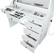 Boahaus Theia Modern White Vanity 7 Drawers LED Lights Golden Knobs