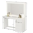 Boahaus Theia Modern White Vanity 7 Drawers LED Lights Golden Knobs