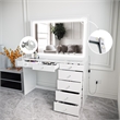 Boahaus Theia Modern White Vanity 7 Drawers LED Lights Crystal Ball Knobs