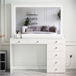 Boahaus Theia Modern White Vanity 7 Drawers LED Lights Crystal Knobs