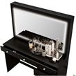 Boahaus Selene Black Vanity Desk with Mirror LED Lights Crystal Ball Knobs