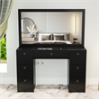 Boahaus Venus Modern Black Vanity Wide Mirror 7 Drawers Golden Knobs