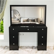 Boahaus Venus Modern Black Vanity Wide Mirror 7 Drawers Crystal Knobs