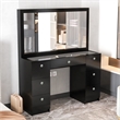 Boahaus Venus Modern Black Vanity Wide Mirror 7 Drawers Crystal Knobs