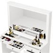 Boahaus Jane White Makeup Vanity with 7 Drawers and Mirror Crystal Knobs