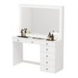 Boahaus Jane White Makeup Vanity with 7 Drawers and Mirror Crystal Knobs