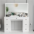 Boahaus Sabrina White Vanity Desk with Mirror LED Lights 7 Drawers Golden Knobs