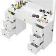 Boahaus Sabrina White Vanity Desk with Mirror LED Lights 7 Drawers Golden Knobs