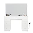 Boahaus Sabrina White Vanity Desk with LED Lights 7 Drawers Crystal Ball Knobs