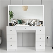 Boahaus Sabrina White Vanity Desk LED Lights 7 Drawers Crystal Knobs