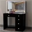 Boahaus Gaia Modern Makeup Vanity Desk Black Crystal Ball Knobs