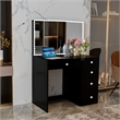 Boahaus Gaia Modern Makeup Vanity Desk Black Crystal Ball Knobs