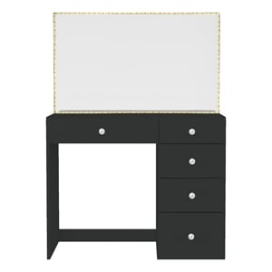 Boahaus Gaia Modern Makeup Vanity Desk Black Crystal Ball Knobs