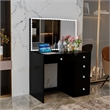 Boahaus Gaia Modern Makeup Vanity Desk Black Crystal Knobs