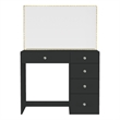 Boahaus Gaia Modern Makeup Vanity Desk Black Crystal Knobs