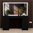 Boahaus Sabrina Modern Black Vanity LED Lights 07 Drawers Basic Knobs