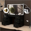 Boahaus Sabrina Modern Black Vanity LED Lights 07 Drawers Golden Knobs