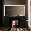 Boahaus Sabrina Modern Black Vanity LED Lights 07 Drawers Golden Knobs