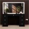 Boahaus Sabrina Modern Black Vanity LED Lights 07 Drawers Crystal Knobs