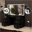 Boahaus Sabrina Modern Black Vanity LED Lights 07 Drawers Crystal Knobs
