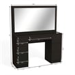 Boahaus Seraphine Black Vanity LED Lights 7 Drawers Mirror Crystal Ball Knobs