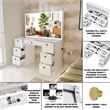 Boahaus Seraphine White Vanity Desk Lights 7 Drawers Wide Mirror Golden Knobs