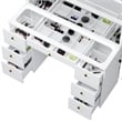 Boahaus Seraphine White Vanity Desk Lights 7 Drawers Wide Mirror Golden Knobs