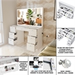 Boahaus Seraphine White Vanity Desk Lights 7 Drawers Mirror Crystal Ball Knobs