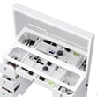 Boahaus Seraphine White Vanity Desk Lights 7 Drawers Mirror Crystal Knobs