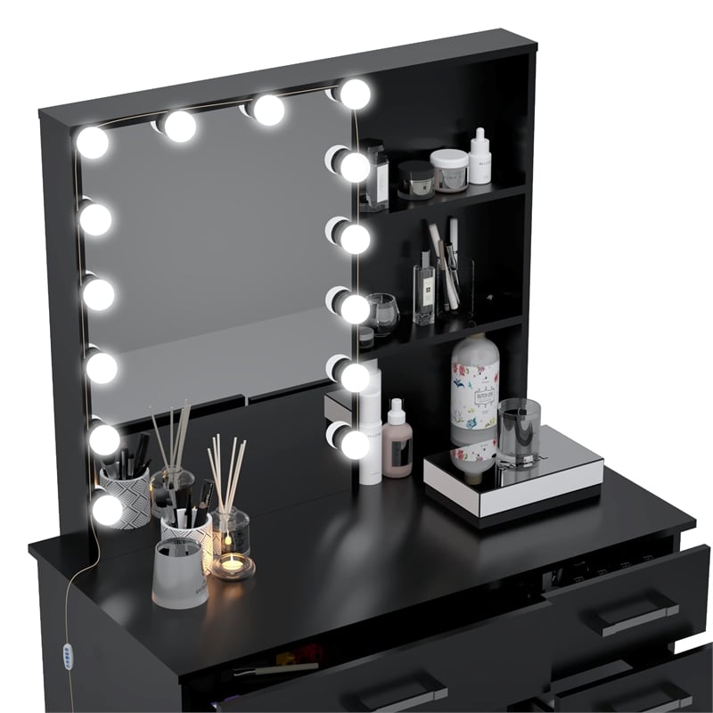 Boahaus Xanthe Lighted Vanity Table (Black)