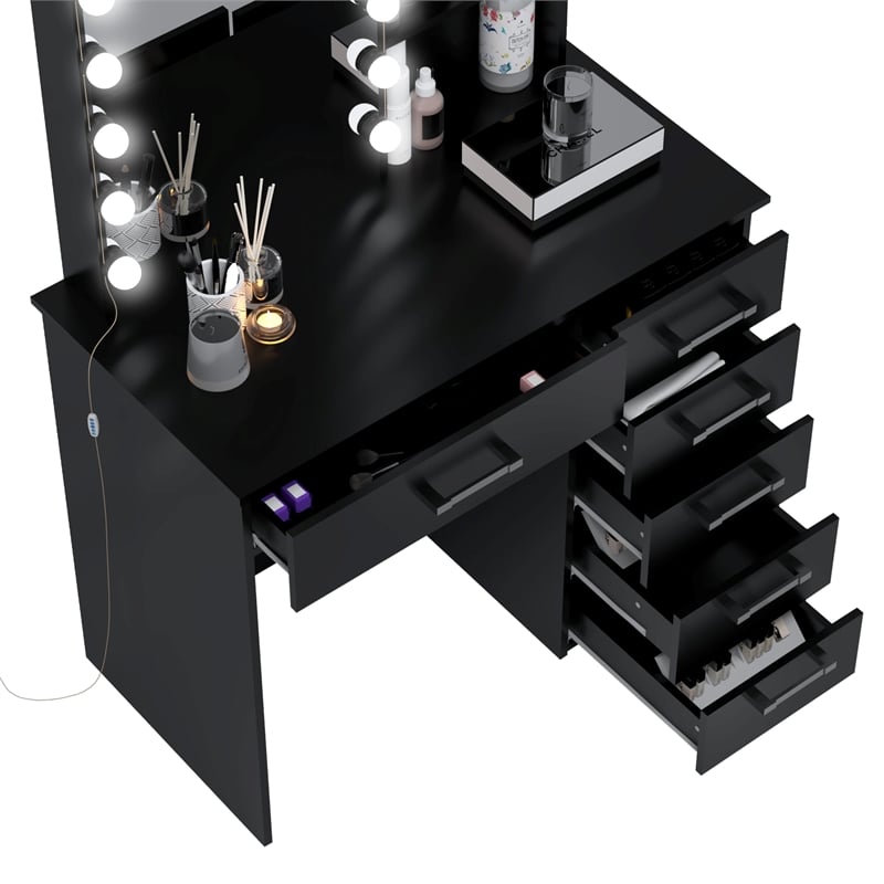 Boahaus Xanthe Lighted Vanity Table (Black)