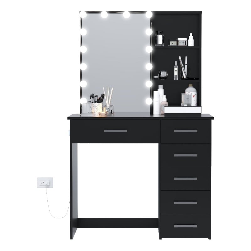 Boahaus Xanthe Lighted Vanity Table (Black)