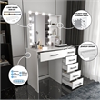 Boahaus Xanthe Lighted Vanity Table (White)