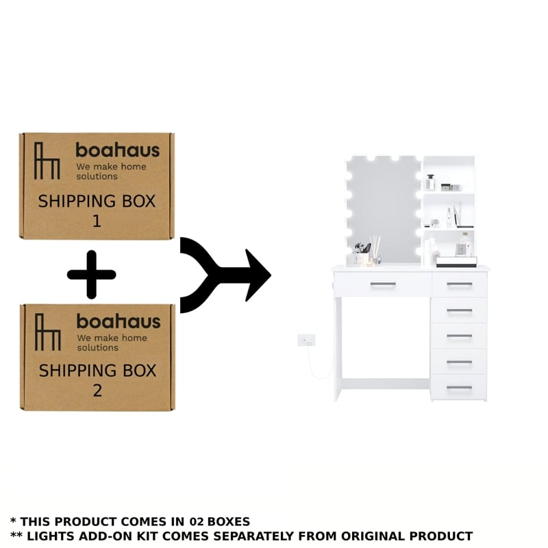 Boahaus Xanthe Lighted Vanity Table (White)